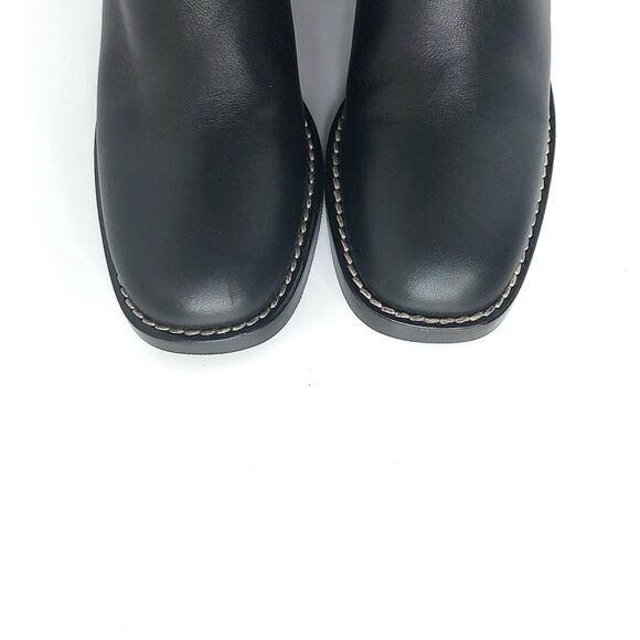 Gucci Shearling Trim Black Leather Knee High Pull On Riding Boots 37 - Picture 7 of 10